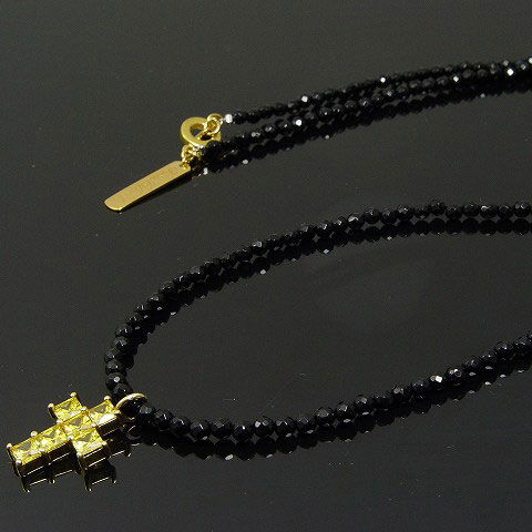 KENBLOOD ケンブラッド スクエアキュービッククロス＆ラウンドカットオニキスチェーン 2wayネックレス ブレスレット ブラック×ゴールド 【KP-266GD】 【メンズ レディース・ユニセックスモデル】