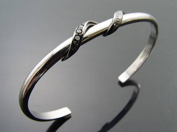 KENBLOOD ケンブラッド パヴェストーンシルバーバックル 4cm幅レザーブレスレット シルバー (KL-03) (メンズモデル) KENBLOOD ケンブラッド パヴェストーンシルバーバックル 4cm