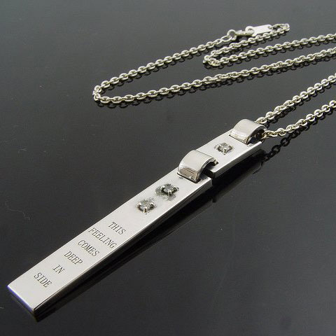 KENBLOOD ケンブラッド ジルコニア＆2連プレートメッセージペンダント ネックレス シルバー 【KP-140】【メンズ レディース・ユニセックスモデル】