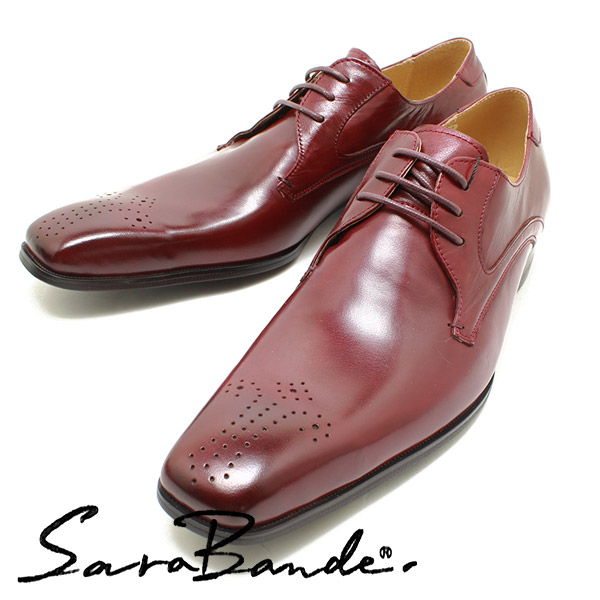 SARABANDE サラバンド 1375 外羽メダリオン バッファローレザー・ロングノーズビジネスシューズ ワイン【ボロネーゼ製法 マッケイ 本革 革靴 男性用 メンズ】｜Relaaax
