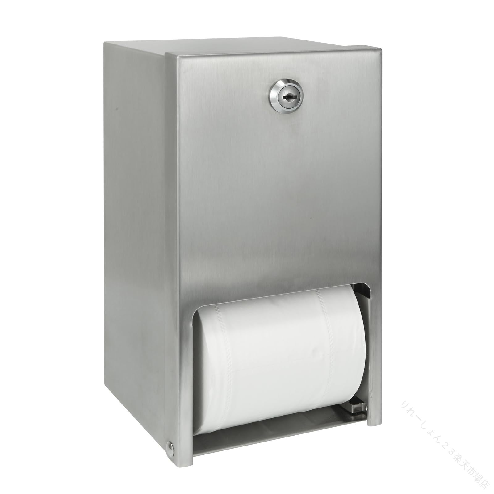 トイレットペーパーホルダー 2連 ステンレス製 鍵付き 壁掛け式 シンプル 耐久性 トイレットペーパー収納 ホルダー トイレ用品 バスルーム サニタリー シルバー トイレットペーパース｜りれーしょん２３店