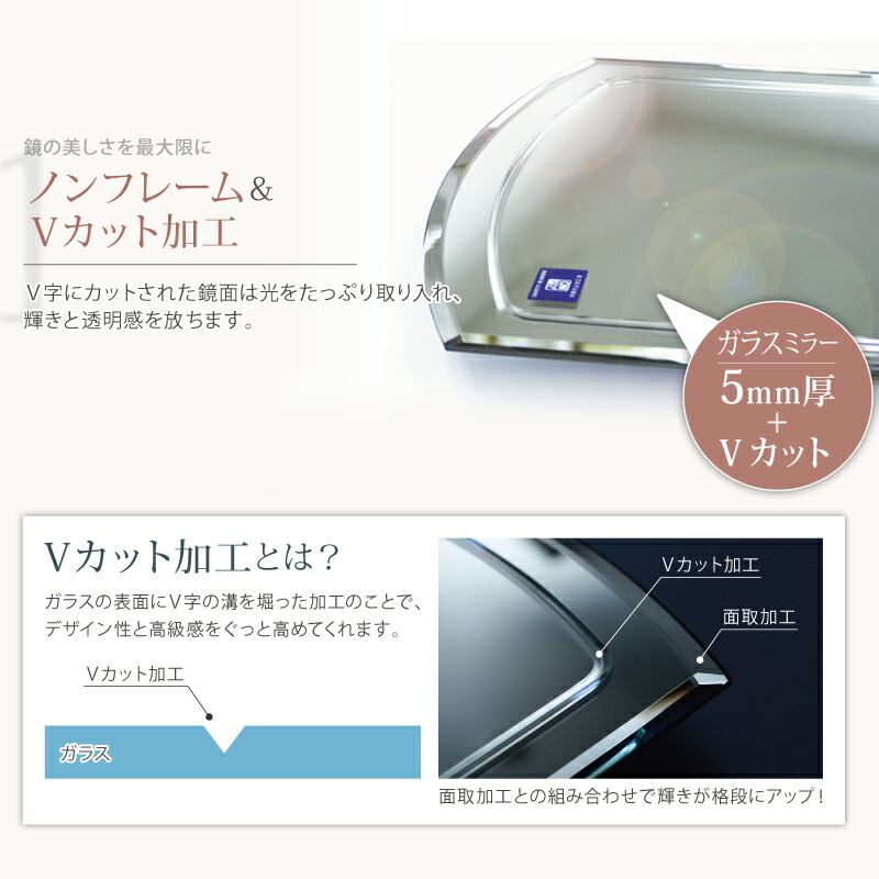 ウォールミラー ≪塩川光明堂≫ ノンフレームミラー 鏡 フレーム無し 