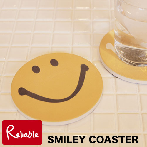 【メール便配送のみ※代引き不可】SMILEY COASTER(スマイリーコースター) 2枚セット セラミック 裏面コルク セラミックコースター 吸水コースター 陶器 結露 輪染みを防ぐ 茶たく 茶托 カフェ 吸水 magnet画像