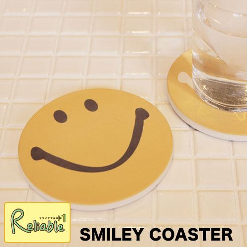 マラソン期間P5倍! 【メール便配送のみ※代引き不可】SMILEY COASTER(スマイリーコースター) 2枚セット セラミック 裏面コルク セラミックコースター 吸水コースター 陶器 結露 輪染みを防ぐ 茶たく 茶托 カフェ 吸水 magnet画像