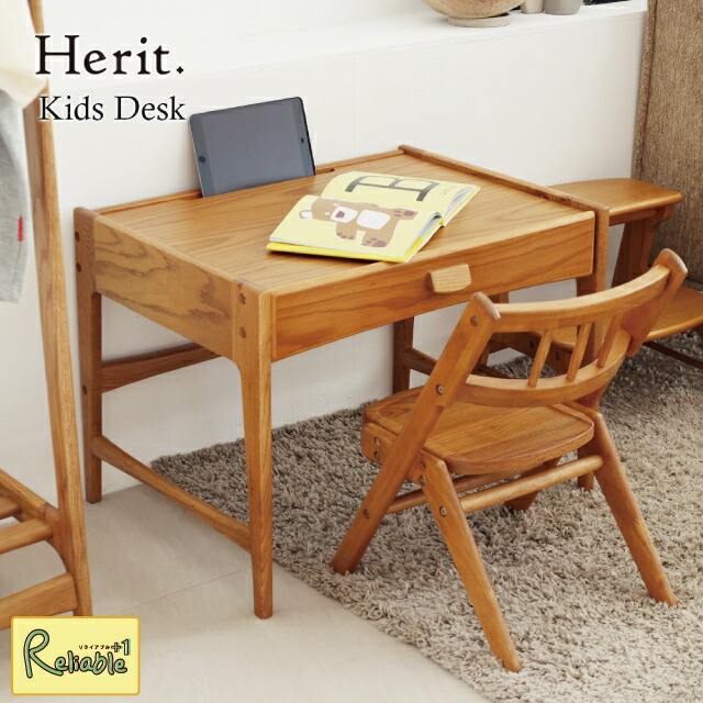 Herit. キッズデスク [ HET-3881NA ] 幅60cm 木製 天然木 オーク 学習机 子供用デスク 引き出し付き タブレット対応 北欧 おしゃれ ヘリット Kids Desk 市場【130】
