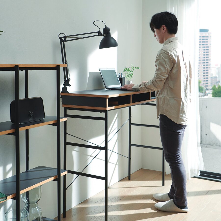 ハイテーブル カウンターテーブル 作業台 幅120 奥行45 高さ100 I字 テーブル デスク 下 収納 天板 学習机 パソコン 木製 引き出し ワークテーブル バーテーブル パソコンデスク 省スペース I字型 高さ72センチ スタジオ 新生活