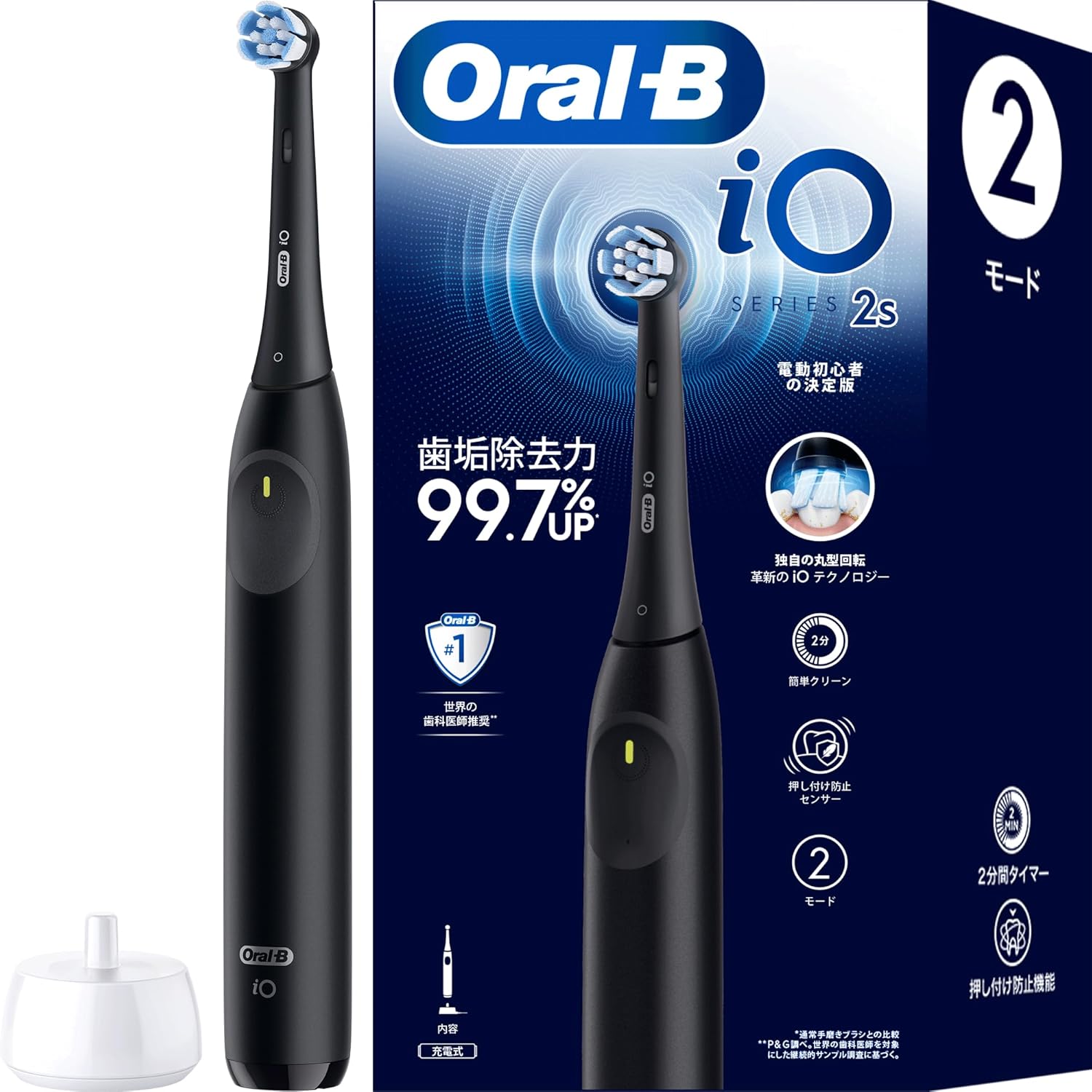 楽天市場】BRAUN iOS21D90BK 電動歯ブラシ オーラルB iO2S 丸型