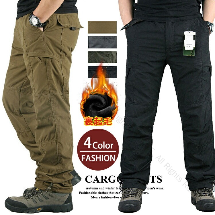 楽天市場】カーゴパンツ メンズ シニア 秋冬 裏起毛チドリ柄ストレッチ