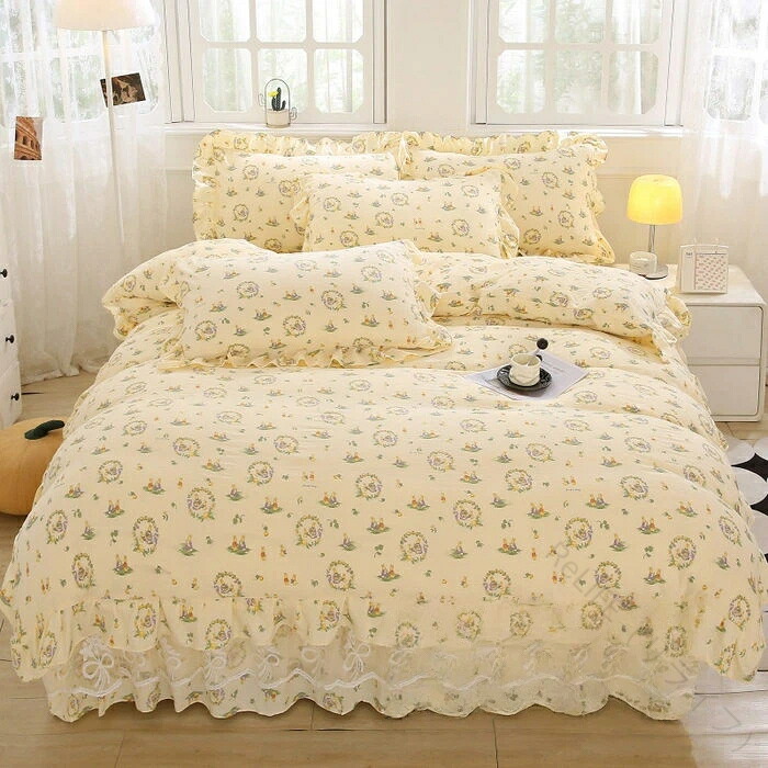 姫様気分で眠れる花柄デザイン 寝室がパッと明るくなるカラフルベッドセット 春から秋まで快適な柔らか肌触り ダブルサイズ対応 おしゃれ女子のための寝具コーデ