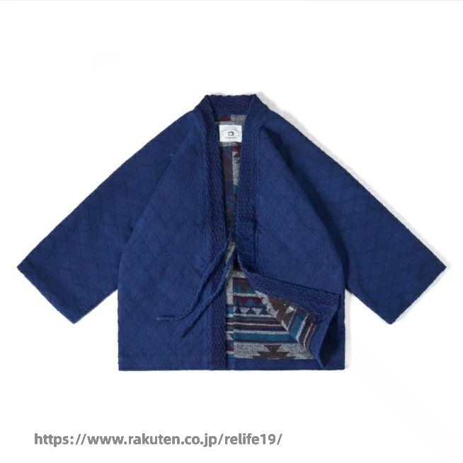 秋冬服 朦々たる パッチワーク インディゴ 褞袍 法被 半纏 ゆったり 19薬局衡オンス 細工物上衣 羽織 取りまかなう櫂 藍染め 刺し子