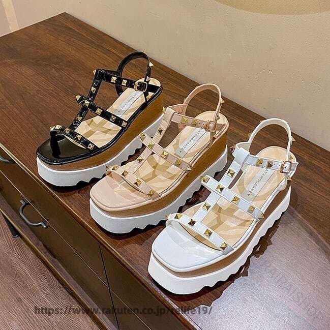 スタッズ 厚底サンダル レディース 全3色 ウェッジソール オープントゥ シューズ 流行り物 心地好い 歩き分かりやすい 流行り 夏 春 秋 軽さ 履き分かりやすい 今めかしい 通い 通学 海岸地帯 リゾ