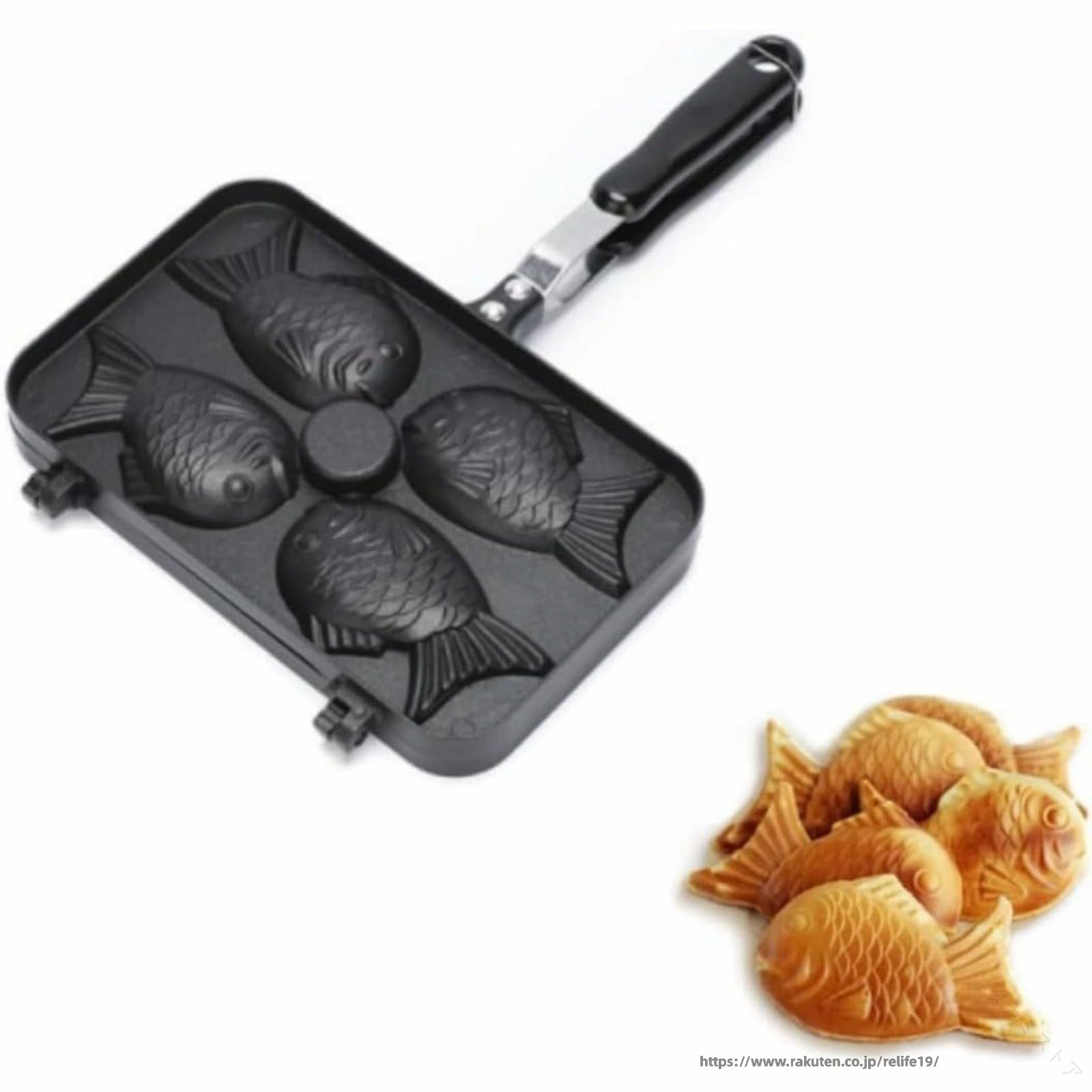 たい焼きメーカー ZAZY 焼き器 直火 IH 両対応 ホットサンドメーカー ワッフルメーカー アルミニウム合金製 焦げ付き防止 両面フラット キャンプ 家庭料理店用 4 匹の魚 たい焼き機 鯛焼｜ReLIFE（リライフ）