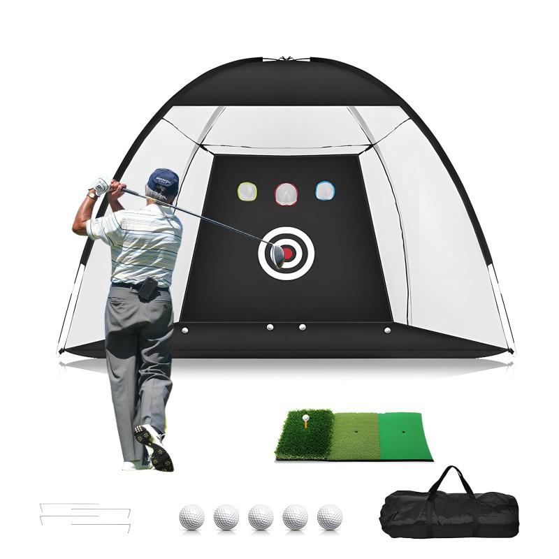 ゴルフ練習ネット 大型 3m×1.8m×2m フルセット 折りたたみ式 屋外・庭用 3種一体型打撃マット・ターゲット・収納バッグ付 工具不要 自宅練習 初心者～中級者対応