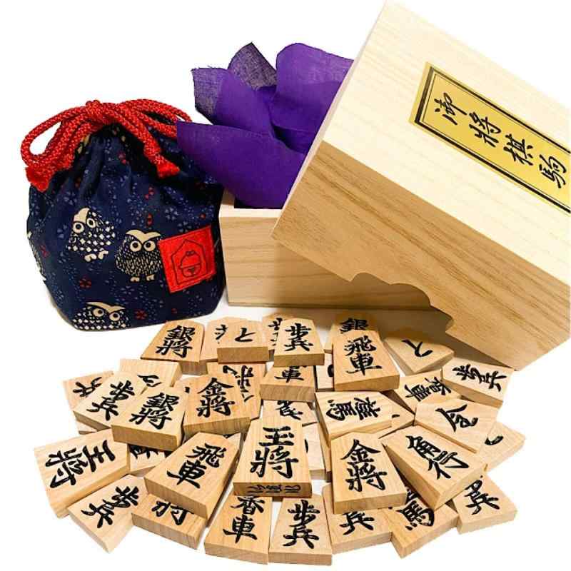 天童将棋駒 仙佳作 斧折（オノオレ）上彫将棋駒と鈴花堂オリジナル駒袋