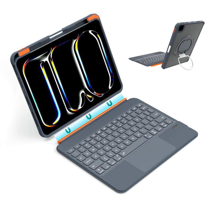 Seagttigau 鍵盤容れもの iPad Pro 11in \u0026amp; iPad Air 11in \u0026amp; Air 第4/5時人 10.9in相応う、貨物自動車パッド付き添い人分け隔てる式鍵盤、回転させる照明ランプ、うしろ側点火装置役立つこと付き添い人