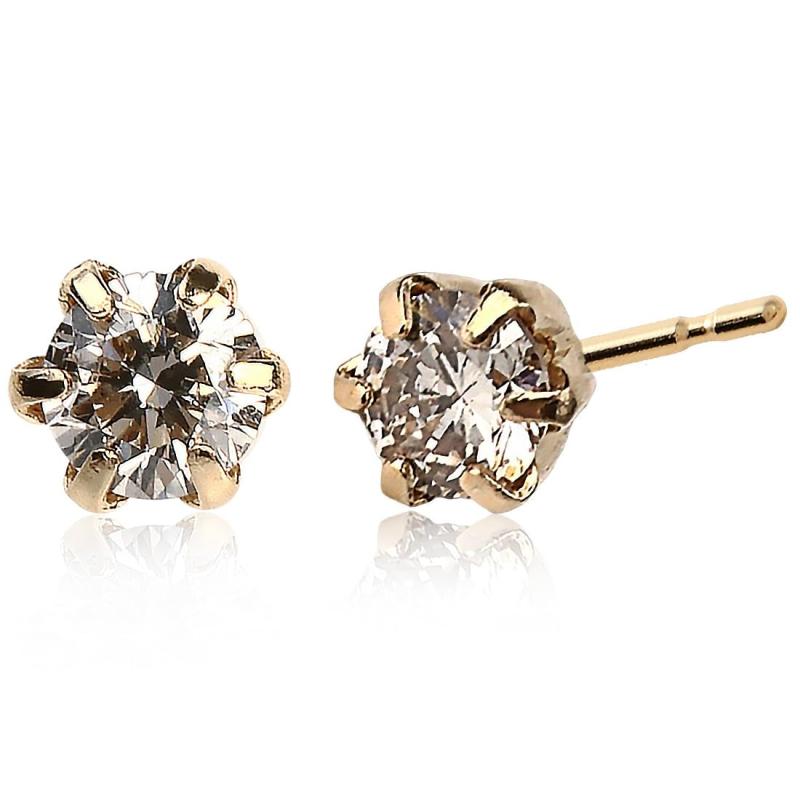 [OKKO]ダイヤモンド ピアス 0.1ct 一粒 つけっぱなし ギフト K18 プラチナ850 天然ダイヤモンド