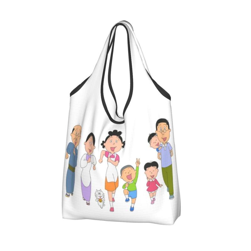 サザエさん エコバッグ 大容量折りたたみエコバッグ買い物袋 人気軽量防水ショッピングバッグおしゃれレディースメンズ多機能トートバッグレジ袋 コンパクトコンビニバッグ買い物バッ画像