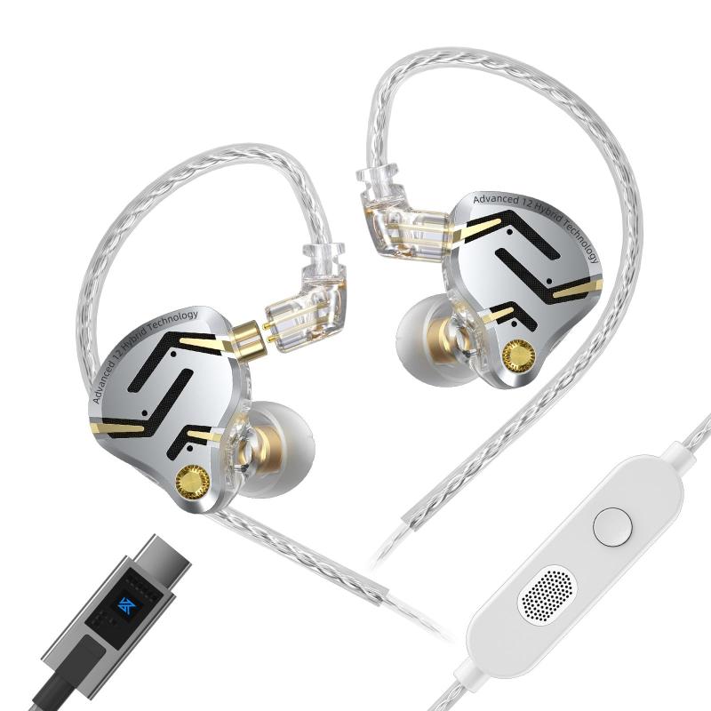 【KZ ZS12 PRO 2】イヤ電話機 KZ ハイエンド5BA+1DDイヤモニ 有線 カナル型 イヤモニ 耳掛け