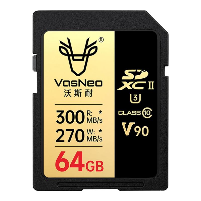 VosNeo V-SD4-64GB-V90 SDXC UHS-II V90 メモリーカード 64GB 4K対応 最大読込300MB/s 最大書込270MB/s
