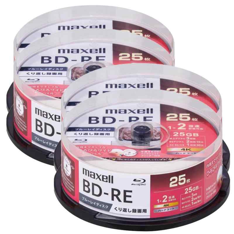 Maxell マクセル 録画用 25GB BD-RE BEV25WPG 25SP×4個書き割り
