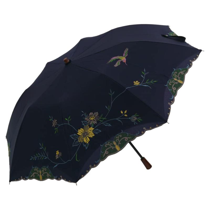[シノワズリーモダン]日傘 晴雨兼用 ショート折りたたみ 逃熱 かわず張り 1級遮光 遮熱 涼しい