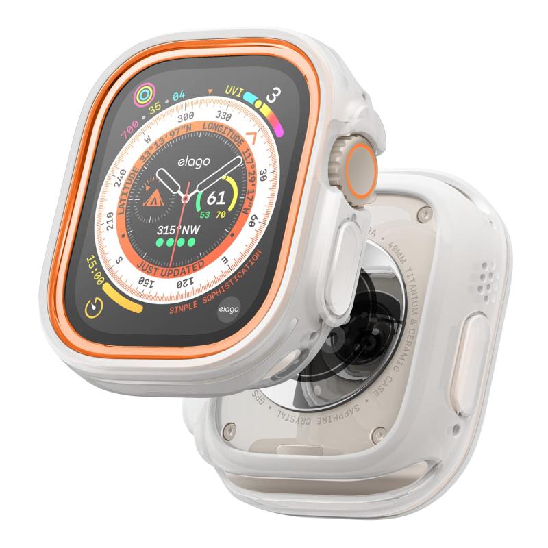 【elago】 Apple Watch Ultra 49mm 対応 ケース フレーム 2色 入り TPU ポリカーボネート 耐衝撃 傷防止 保護ケース シンプル 保護カバー [ Apple AppleWatchUltra AppleWatchウルトラ ア