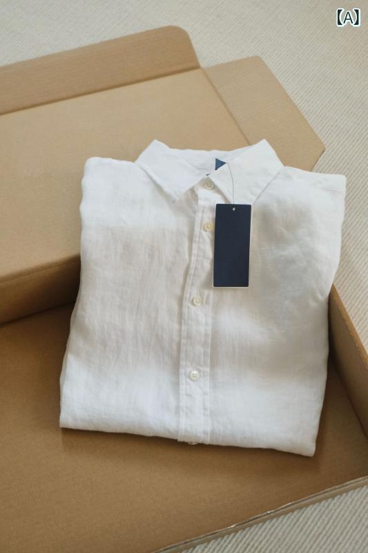 レディース シャツ 麻 刺繍 長袖 開衫 動物柄 POLO領 ボタン 気質 通勤 快適 休? 白色 ピンク 黄色 夏