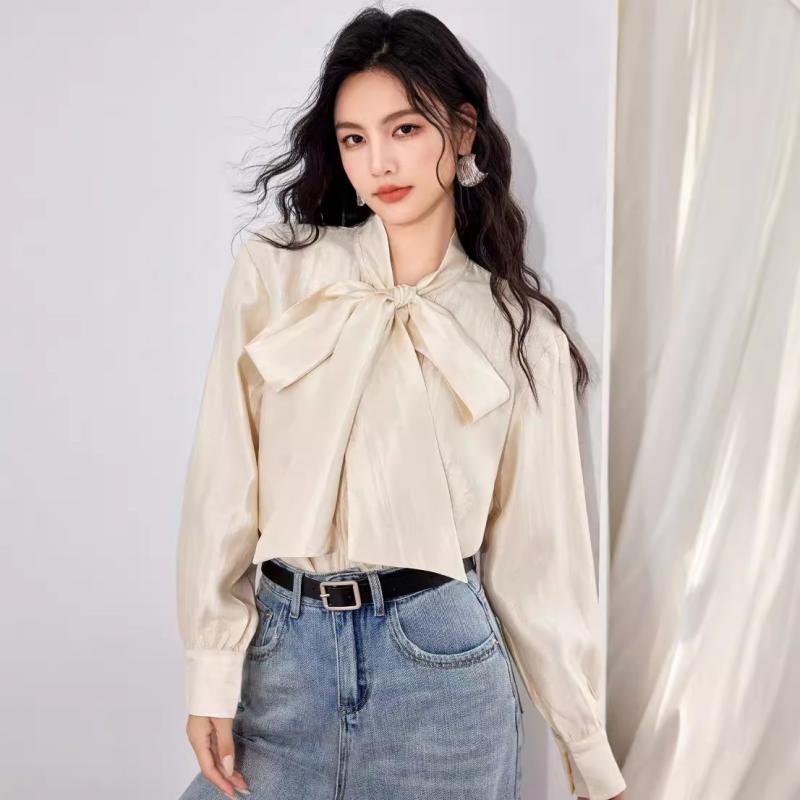 レディース シャツ トップス 香? 杏色 香り 雪? テンセル ポリエステル スパンデックス 混紡 接触冷感 軽量 通気性 良い 長袖 Vネック 泡泡袖 蝶結び リボン デザイン 感 花柄 プリント ワイド ルーズ シルエット 普通 丈 開衫 カーディガ