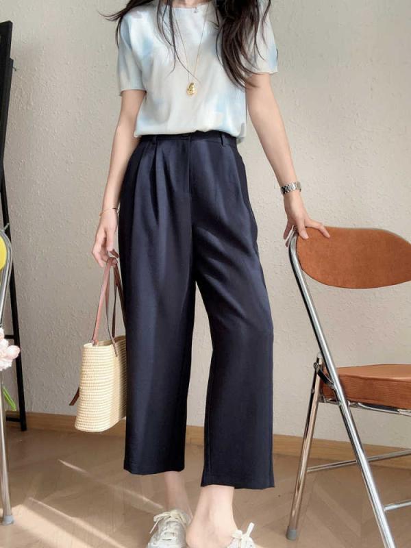 レディース 麻 ハーフパンツ 夏 涼感 消しごて加工 ゆったり ストレート 高腰 スリム 九分丈 ミックスカラー 米色 ・柑其色 藏青色 薄手 無弾力 日韓風 快適 日常使い 通勤 通学 軽量 再生繊維 ポリエステル混 涼しい ゆったりシルエット スタイリ 5,882円