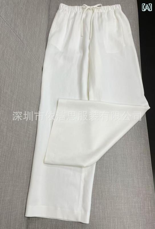 レディース 広広としたズボン下 直筒 ロング丈 抽? 松?腰 慵?風 レイヨン 麻 薄っぺら 系? 日韓 心地よい 2025 夏 本白 黒 オリーブ緑であること
