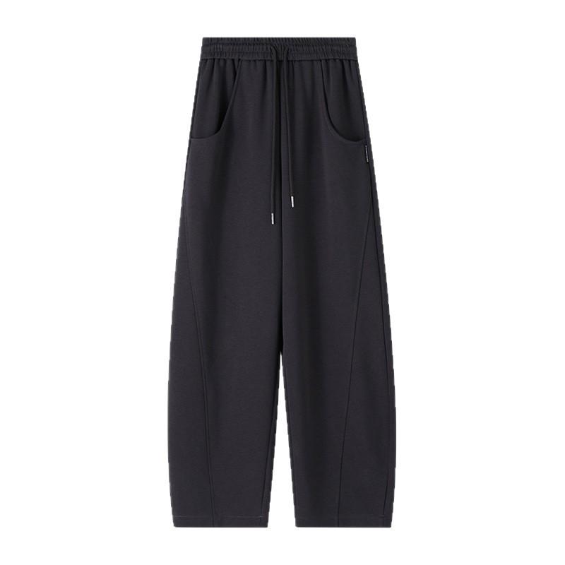 レディース ワイドパンツ 春夏 綿 ポリエステル 混紡 素材 厚手 ハイウエスト 直筒 シルエット ゆったり ロング丈 微弾性 刺繍 デザイン ドローストリング 調整 黒 白 緑 グレー イエロー デイリー 使い 日常 コーデ スタイル 軽快 動き 快適