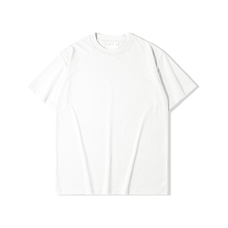 Tシャツ メンズ レディース 半袖 短袖 夏 秋 オールシーズン 純棉 綿100% 重磅 厚手 ゆったり ルーズ 丸首 セットインスリーブ 落肩袖 無地 無地染め 白色 黒 緑 グレー ベージュ 紺 透気 吸湿速乾 インナー ベースレイヤー ベースシャツ