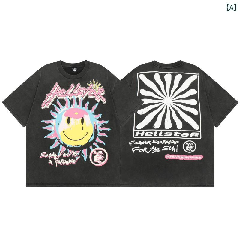 Tシャツ メンズ レディース 大きいサイズ ゆったり 半袖 丸首 綿 透気 吸湿速乾 夏 春夏 日常 休日 ビンテージ風 カジュアル トップス プリント カードプリント カラフル ユニセックス ファッション ストリートスタイル 280g 普通厚 セットア