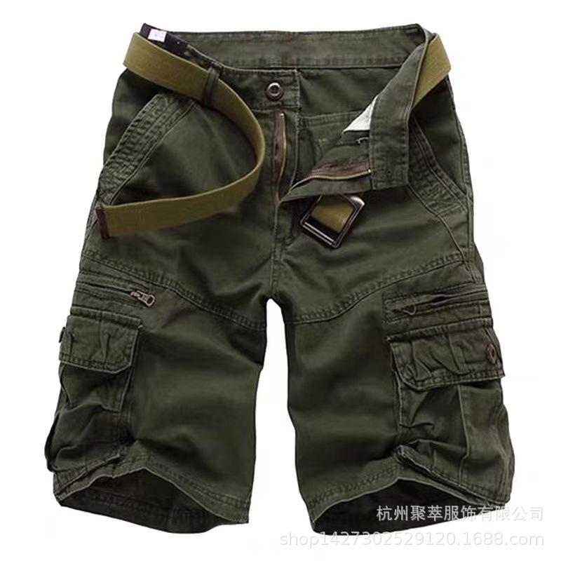 メンズ ショートパンツ 工装 七分丈 ミリタリー カーゴパンツ 多ポケット 綿100% 耐磨 黒 グレー ミリタリーグリーン ベージュ オールシーズン ゆったり ストレート レジャー アウトドア 普段使い カジュアル スタイル 耐久性 軽量 通勤 通学
