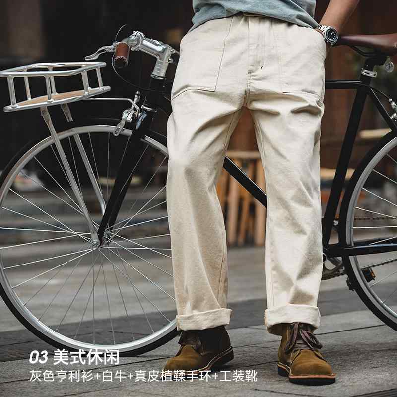 メンズ ジーンズ 牛仔パンツ 工装パンツ 復古スタイル 綿素材 米白 直筒 ワイドパンツ ミッドライズ ロング丈 薄手 無弾性 水洗加工 秋用 青年向け 日常使い ゆったりフィット カジュアル デニム ストレッチなし 通勤 休日 軽量感 クラシックデザイ｜リメイクバディー 6,762円