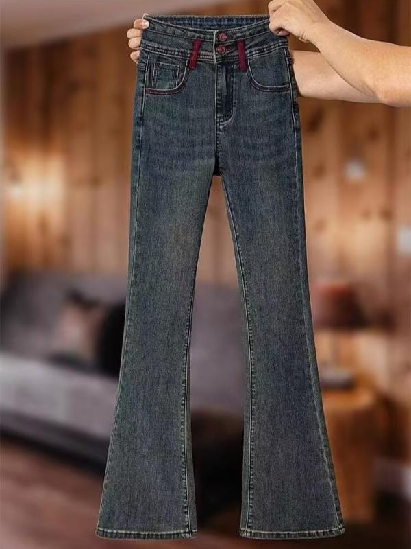 パンツ 女性用 微喇牛仔 デニムパンツ 2025年 春 秋 新款 高腰 スリム 修身 伸縮性 減? 百搭 ラッパーパンツ 気質 通勤 快適 休? 長ズボン コットン ポリエステル 水洗加工 中弾力 免? セメントグレー オールシーズン