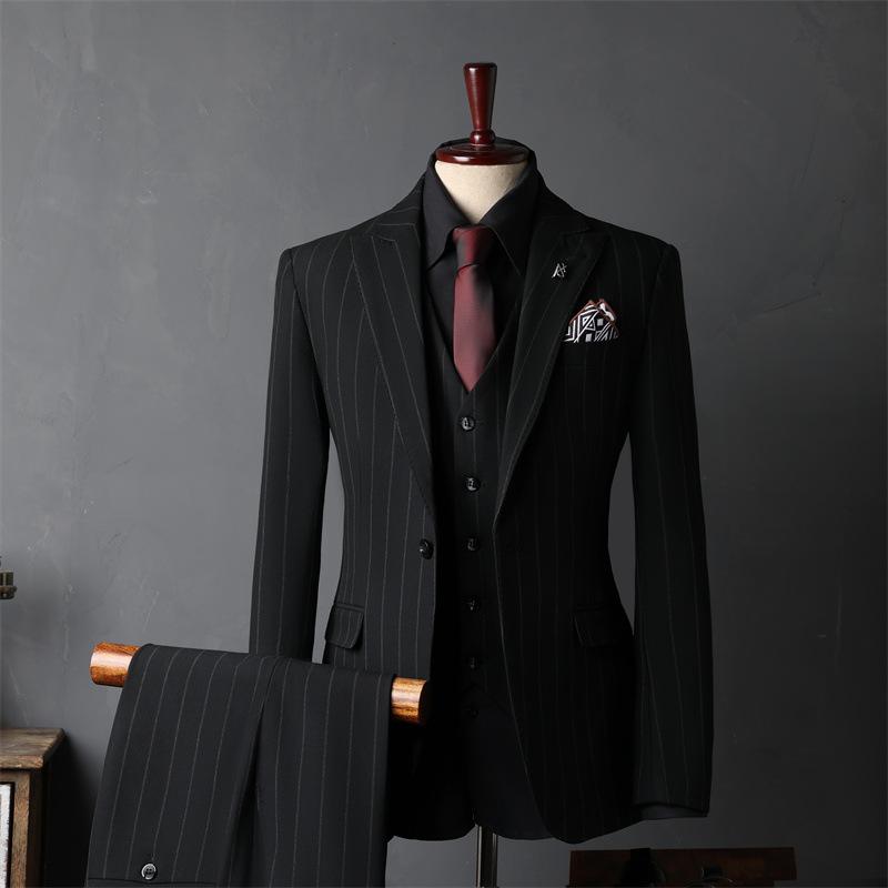 メンズ 背広 仕掛ける 縞模様 上衣 ズボン下 より良い 商行為 燕尾服 御芽出度 ご造作 修身型 ??領 シングル乳ぶさ 名取り草 後中開・楷 化?混紡 粘? 抗?耐磨 年月 黒 紺