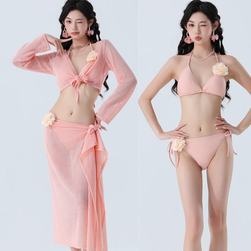 レディース ビキニ セット 透け素材 セクシー デザイン 夏 温泉 スイムウェア 女性用 無袖 トップス ショーツ 組み合わせ 涼しい 履ける スイムスーツ 純色 パターン ポリエステル 素材 軽量 伸縮性 ホワイト ブラウン ピンク ブルー