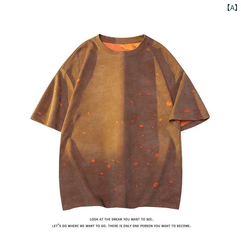 メンズ Tシャツ 短袖 ビンテージ風 破れ加工 偽ツーピース 綿混紡 花柄 ルーズフィット 大きいサイズ 休? ラウンドネック カラーブロック コットン ポリエステル かき 墨緑 黒灰 夏 通勤 普段使い アウトドア 軽量 通気性 4,257円