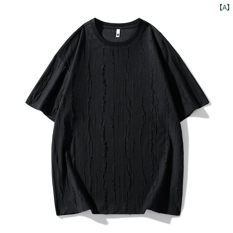 Tシャツ メンズ 半袖 七分袖 韓国風 復古 破れ加工 ゆったりシルエット 薄手 ポリエステル 夏 黒 紫 軍緑 運動 普段使い 潮風 痞カッコイイ ストリートファッション 軽量 速乾 180-250g 4,535円