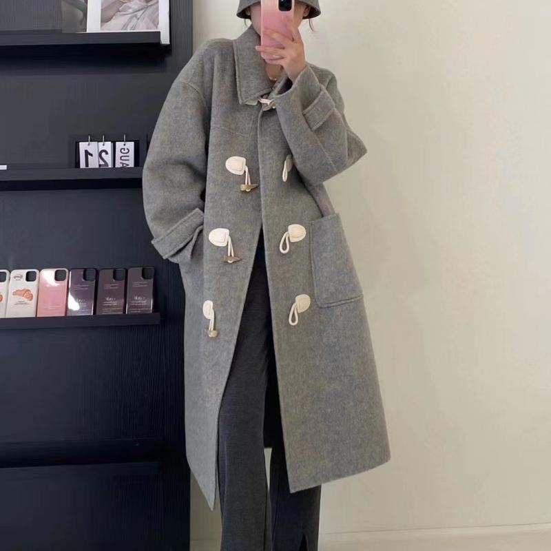 コート レディース ウールコート ダッフルコート アウター ダブルフェイス カシミヤ混 ロング丈 長袖 襟付き 学院風 韓流 カジュアル 通勤 通学 秋冬 高級感｜リメイクバディー