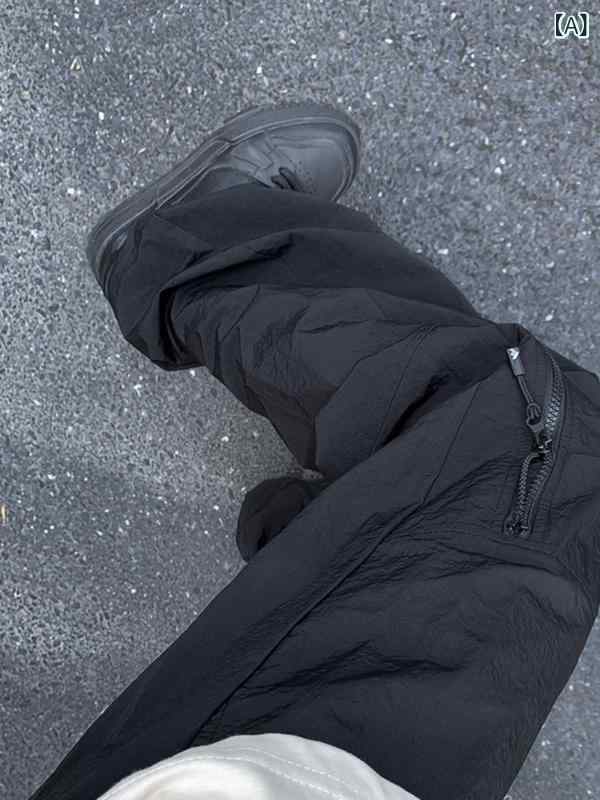 メンズ 工装パンツ 夏季 薄手 接触冷感 速乾 ナイロン 防水 直筒型 中腰 長ズボン 黒 軍緑 スポーツ アウトドア 登山 透気性 弾性 ポケット 青少年 男性用 普段使い 軽量 機能性 運動着