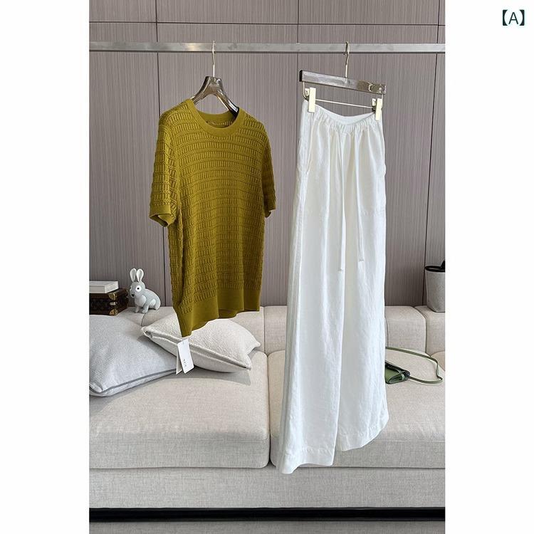 レディース ワイドパンツ ロングパンツ 夏 春夏 白 麻素材 高腰 直筒 薄手 軽量 微弾性 ゆったり シンプル 日常使い カジュアル デイリー リラックス ストレート ルーズフィット 涼しい 通気性 自然素材 ハイウエスト 韓国風 日系 快適 ゆったり|リメイクバディー