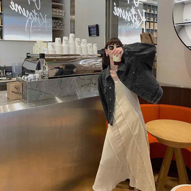 レディース 衣装 無袖 吊り帯 長め スコート 夏 春夏 韓国風 うつり変わり ひな型 休? か細い 相応う 単品 黒 純色 黒いこと ロング 衣装 遊撃手 衣装 S M L