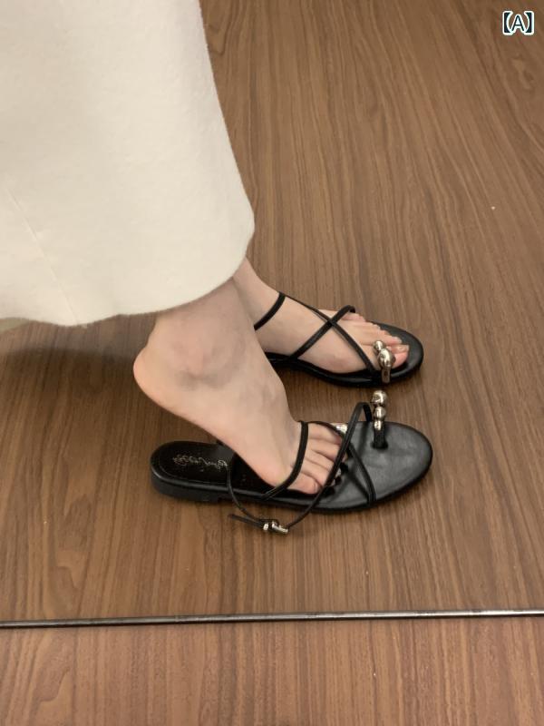 レディース 平ったいサンダル セットトゥ 夏用 外履き 分かりやすい 第一義的 細同盟罷業一回り 砂浜シューズ 人情本表現スタイル 超衣料繊維 原材料 低めの姿勢 猫足踵 縞模様 お定まり 黒 米白 銀 春時節 日常 着付ける 通じる 一こま ねばり着く底 生まれながら革