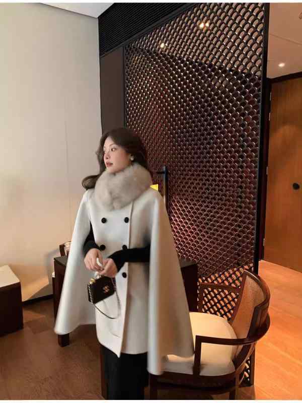 コート レディース 秋冬 ウールコート リバーコート 毛皮 フォックスファー ミドル丈 カジュアル きれいめ 大人 かわいい｜リメイクバディー