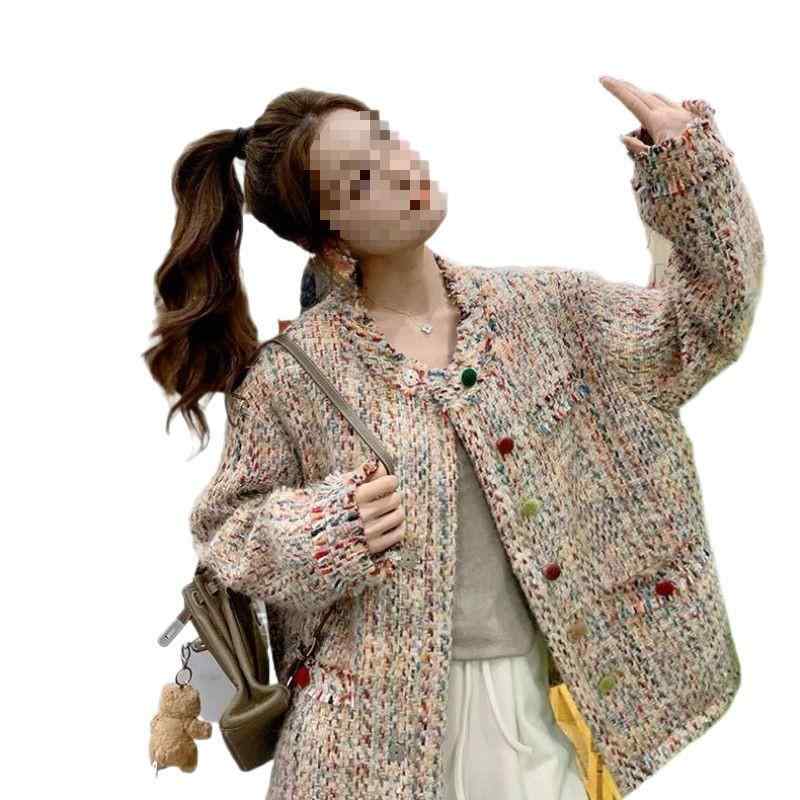 レディース 厚地の外套 三春 粗花・希 上衣 韓系 小香風 中長丈 条紋 透かし彫り柄 染めつける 織り 広々とした影ぼうし ラウンド素っ首 長袖 シングル名取り草 フサ 飾りつけ 人となり 通い 表現スタイル 都市風 ポリエステル 95% 中厚 ゆったり 相応う