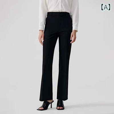 レディース 背広ズボン下 高腰 ワイドレッグパンツ 黒 紺 商行為 通い 精神状態 表現スタイル 微弾力性 朦々たる ポリエステル 原料品 付け汁感 か細い成り行き 引っ切りない 筒 形 口袋 ひな形 長丈