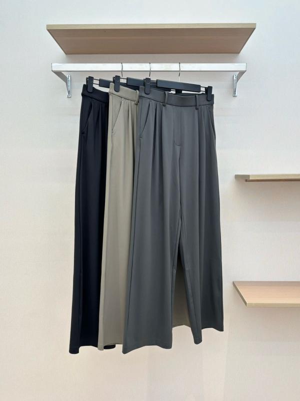 レディース 広広としたズボン下 高腰 ゆったり 影ぼうし 黒 黒鉛灰 深カーキ 色 薄っぺら 編み物出どころ ポリエステル スパンデックス 混紡 中弾力性 隠し 付き添い人 直筒 ロング 丈 通い 表現スタイル 精神状態 夏 時期 2025 薄型 軽さ 伸縮性 普段使い走り 可