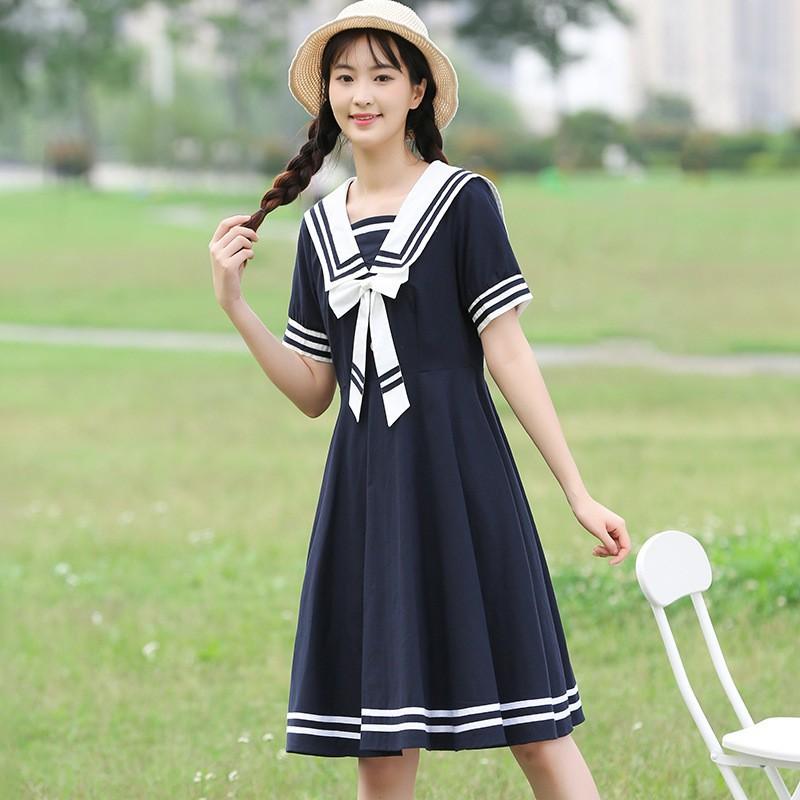 衣装 うしろ帯 レディース 夏服 海?風 翰林院風 乗り組み員服 教え子服 直筒スコート A字スコート 中長丈 海?? 短袖 ?松腰 染めつける製作 扎染柄 ?綿 ポリエステル 当たること冷感 軽さ 通気性 耳あたらしい 甜美 表現スタイル 藏青 天藍 夏 春夏
